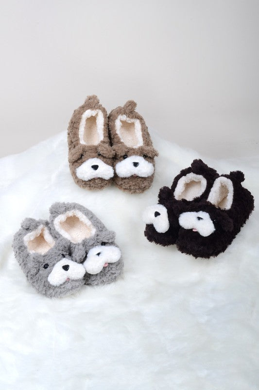 Furry Dog Faux Sherpa Slippers