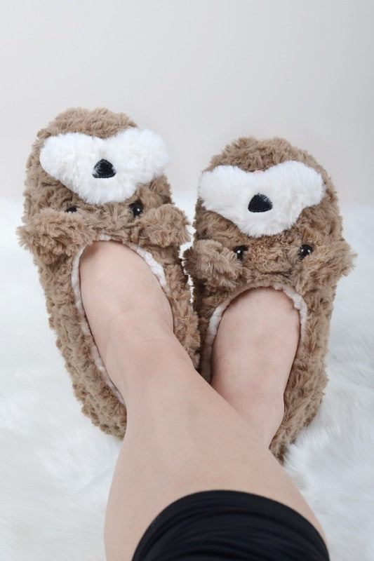 Furry Dog Faux Sherpa Slippers