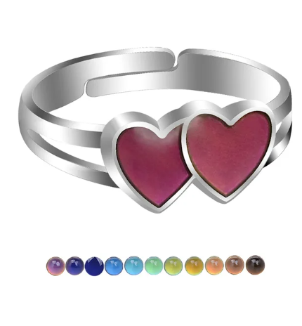 Double Heart Mood Ring