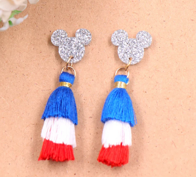 Red, White & Blue Mouse Dangle Earrings