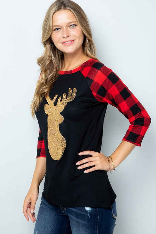 The Bella - Women's Plus Size Top - Black/Red