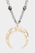 Hammered Metal Horn Beaded Long Necklace