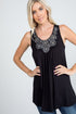 The Cicely - Women's Beaded Tank Top in Black