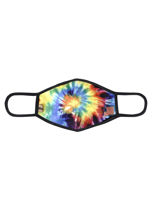Multi-Color Tie Dye Mask with American Flag