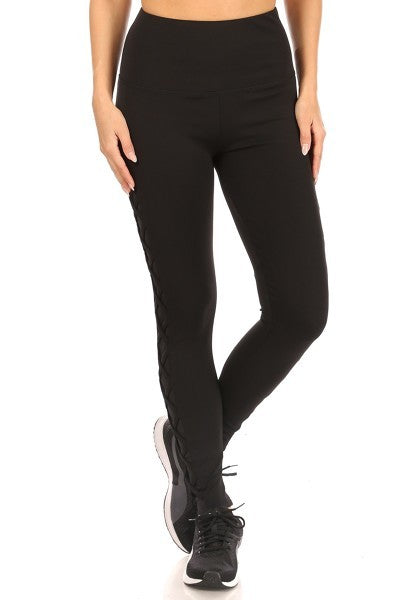 Women's Athletic Leggings with Mesh Criss-Cross Cutouts in Black – Apple  Girl Boutique