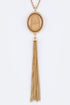 Women's Tassel Necklace with Tan Resin Stone - Apple Girl Boutique
