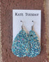 Turquoise Blue Glitter Teardrop Earrings