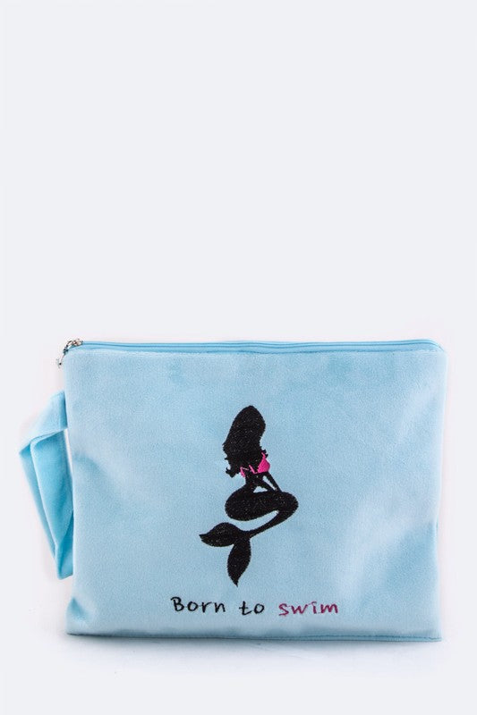 Embroidered Mermaid Wet Suit Pouch - Apple Girl Boutique