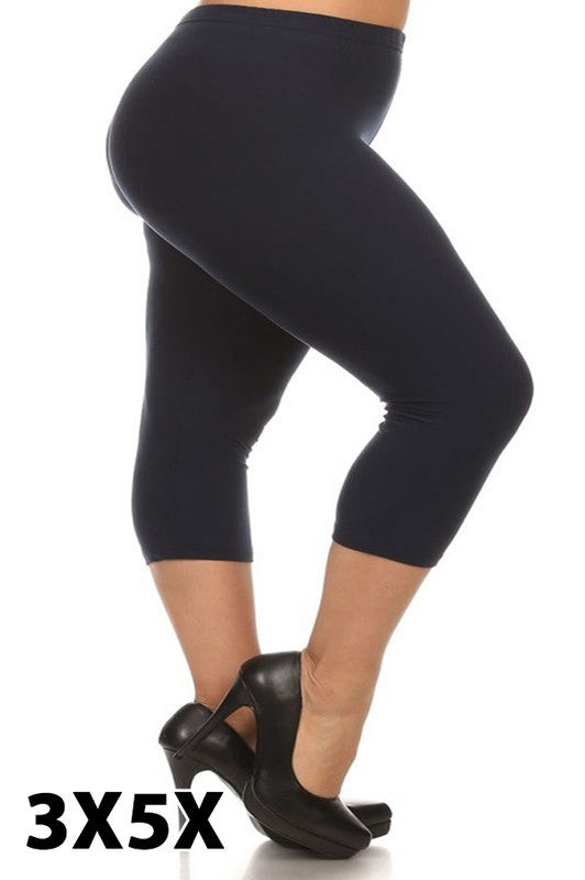 Black Solid - Women's Plus 3x-5x Size Capri Leggings – Apple Girl