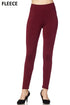Solid Burgundy Fleece Lined Leggings - Women's Size