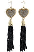 Crystal Heart Tassel Earrings