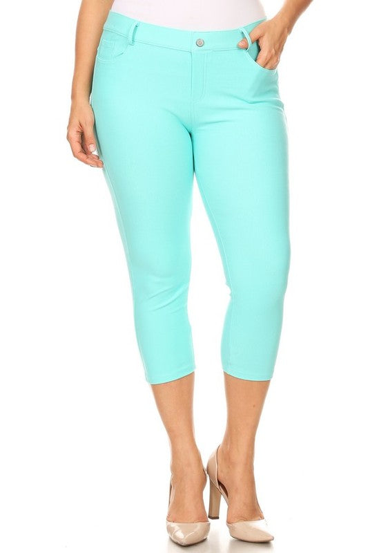 Classic Solid Capri Jeggings - Women's Plus Size in Turquoise – Apple Girl  Boutique