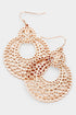 Round Scalloped Metal Filigree Earrings in Rose Gold