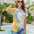 The Amy - Women's Tie Dye Top in Blue/Yellow/Orchid