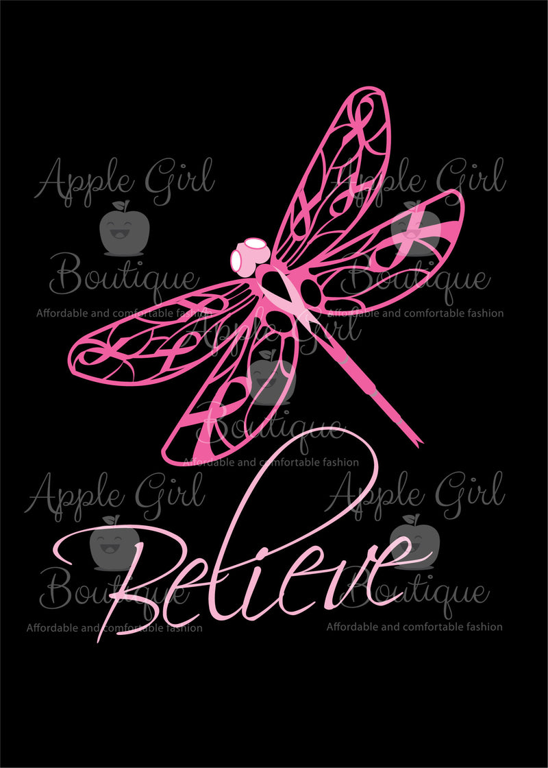 Believe Dragonfly - Breast Cancer Awareness Tee - Unisex Adult