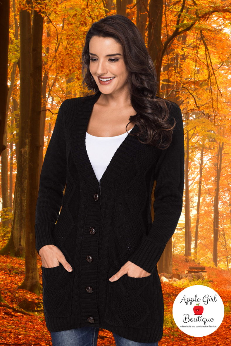The Charlotte Women s Cardigan in Black Apple Girl Boutique