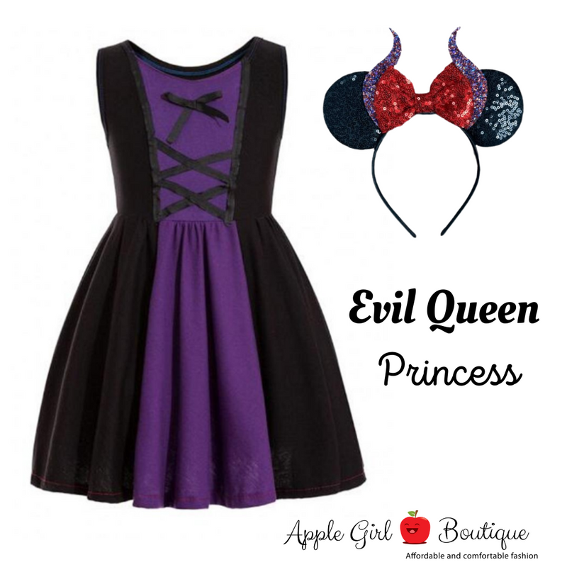 Evil Queen Princess Dress and Ears for Girls