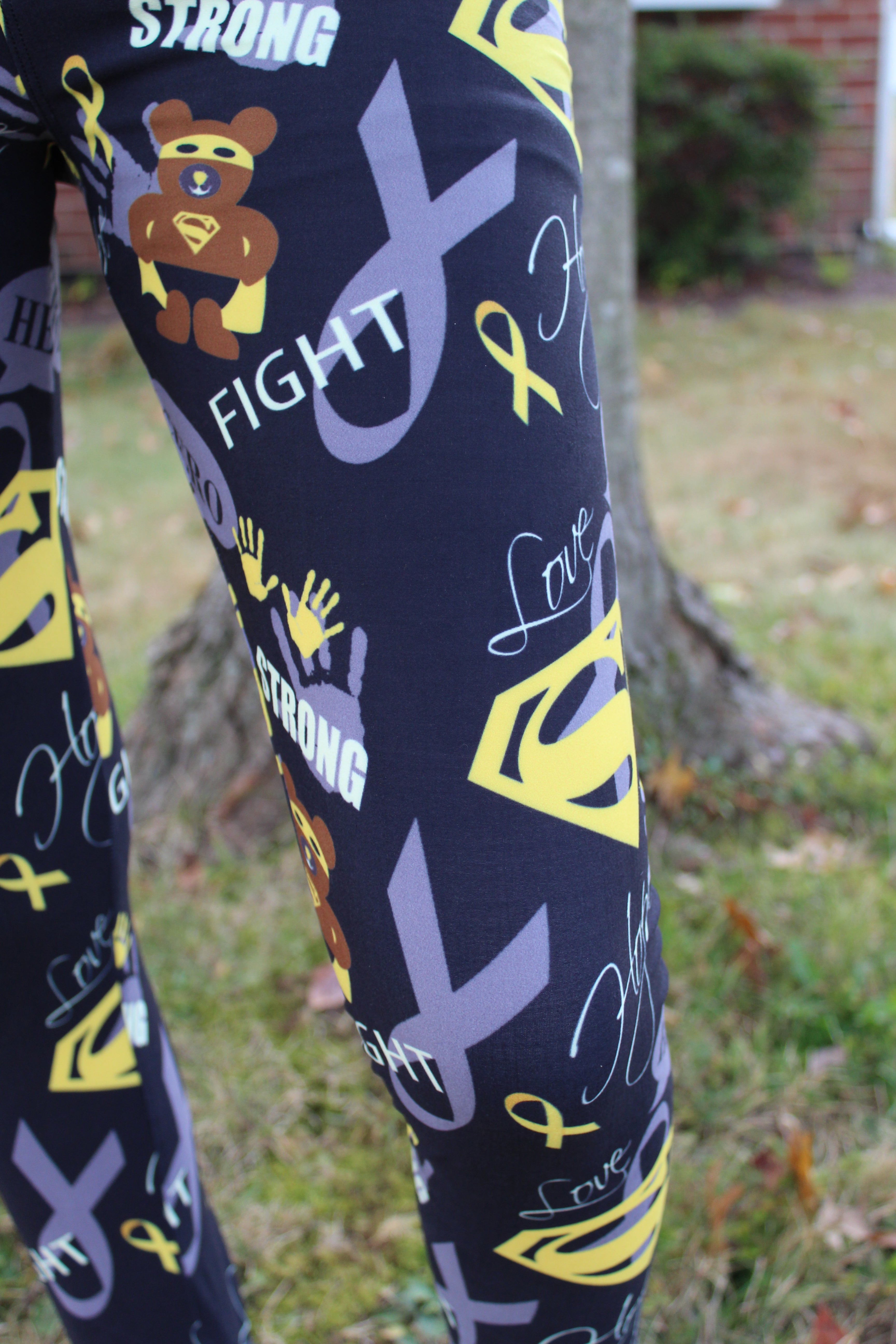 Superhero Fighter - Childhood Cancer Awareness Girls Leggings