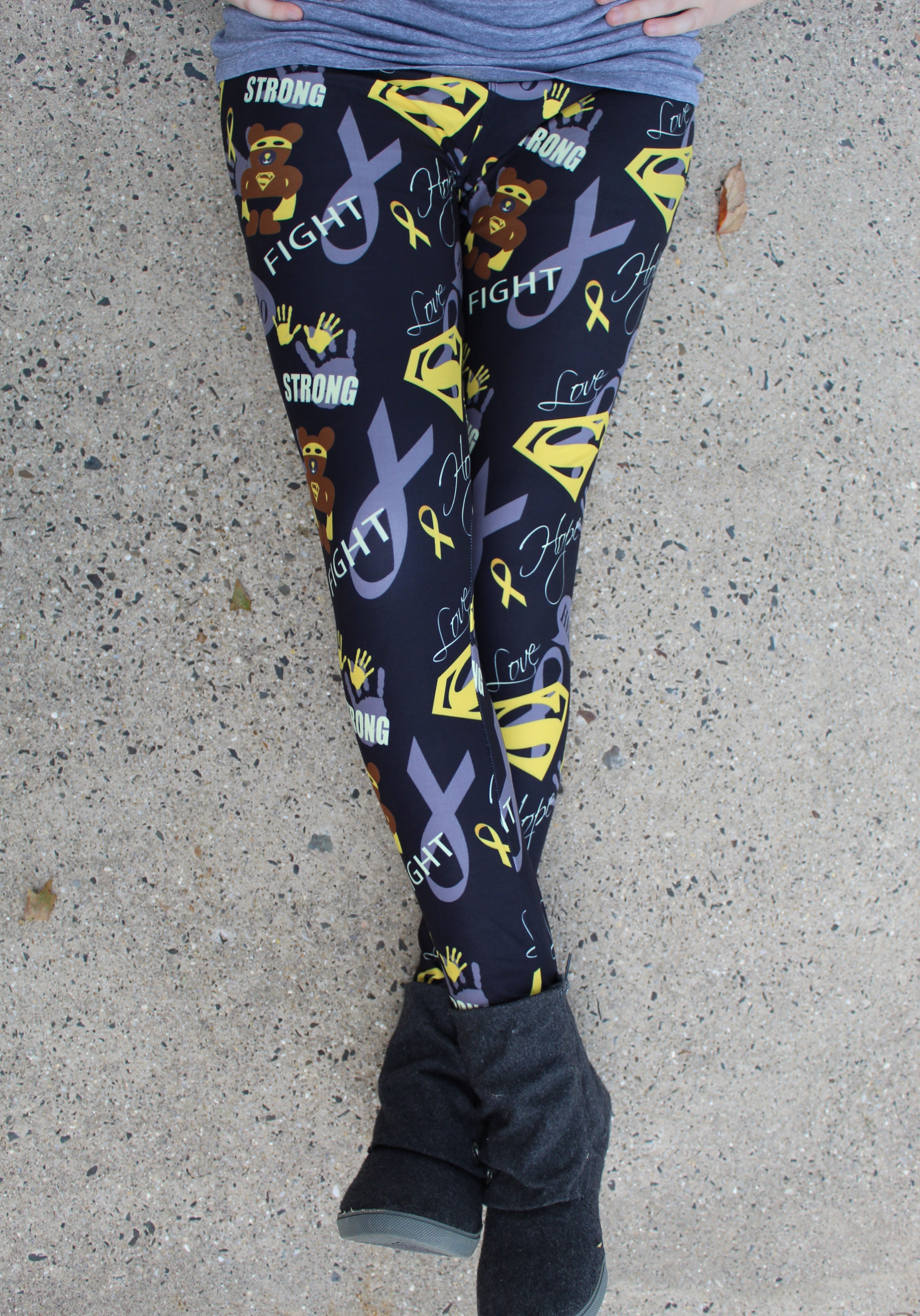 Superhero Fighter - Childhood Cancer Awareness Girls Leggings
