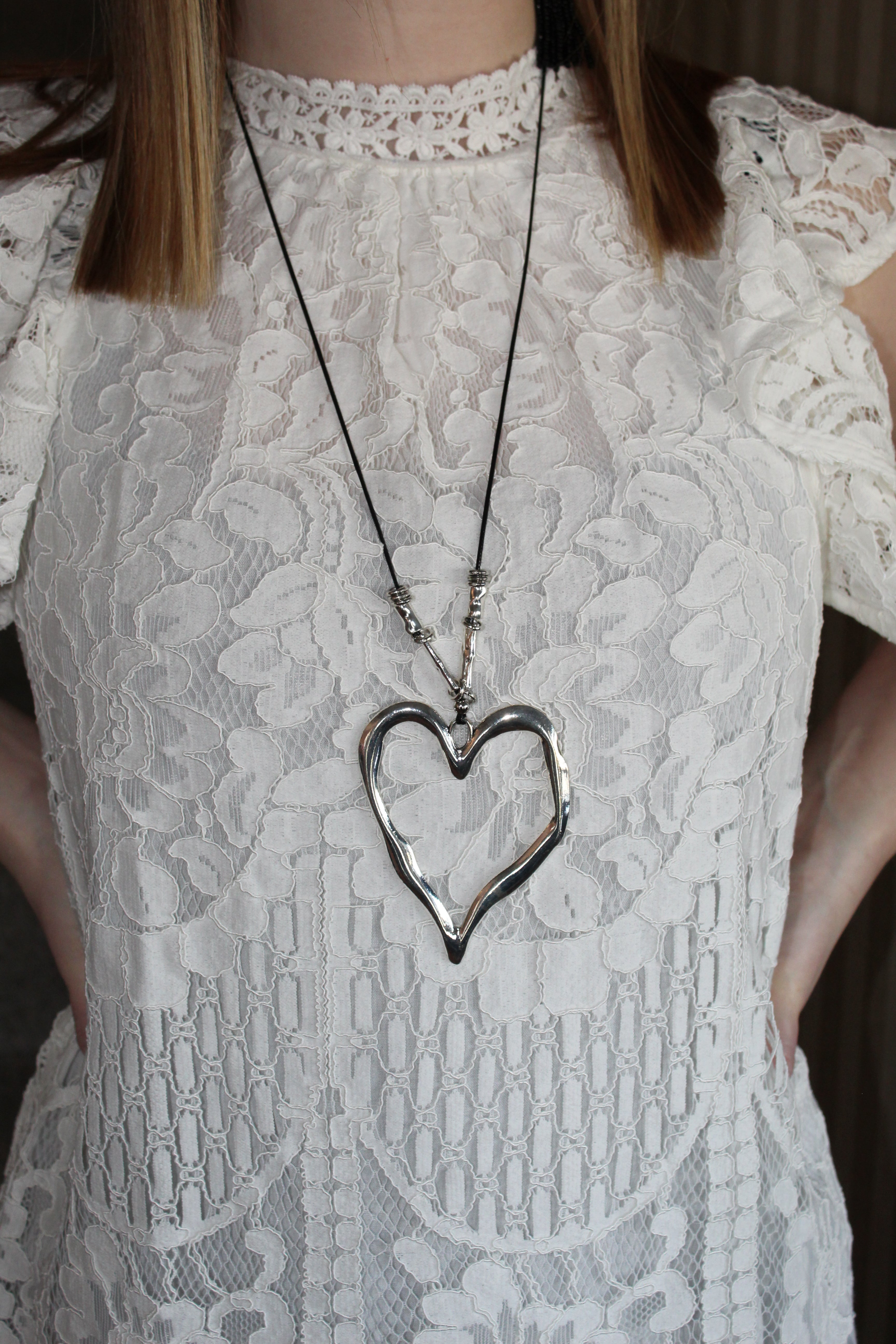 Open Heart Vintage Pendant Necklace