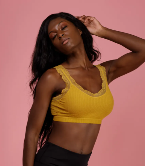Mustard Lace Detail Bralette