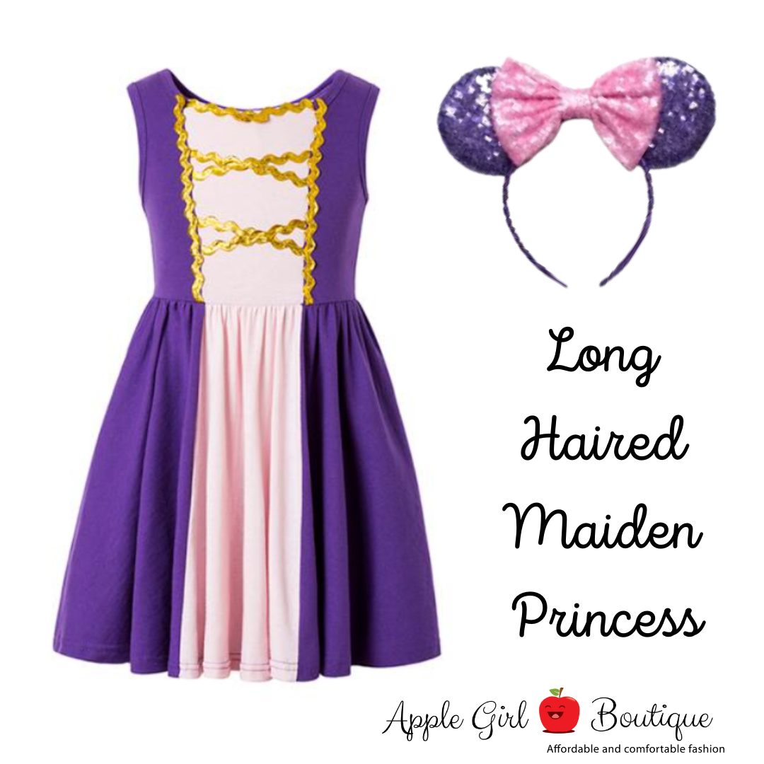 Long Haired Maiden Princess Dress and Ears for Girls