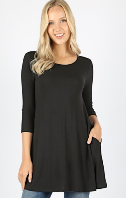 The Lonnie - Women's Plus Size Tunic in Black – Apple Girl Boutique