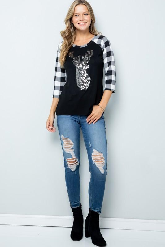 The Bella - Women's Plus Size Top - Black/White