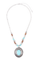 Aztec Oval Metal Turquoise Beaded Necklace