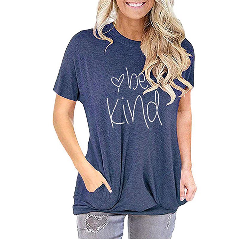 Be Kind - Women's Short Sleeve Top in Denim Blue