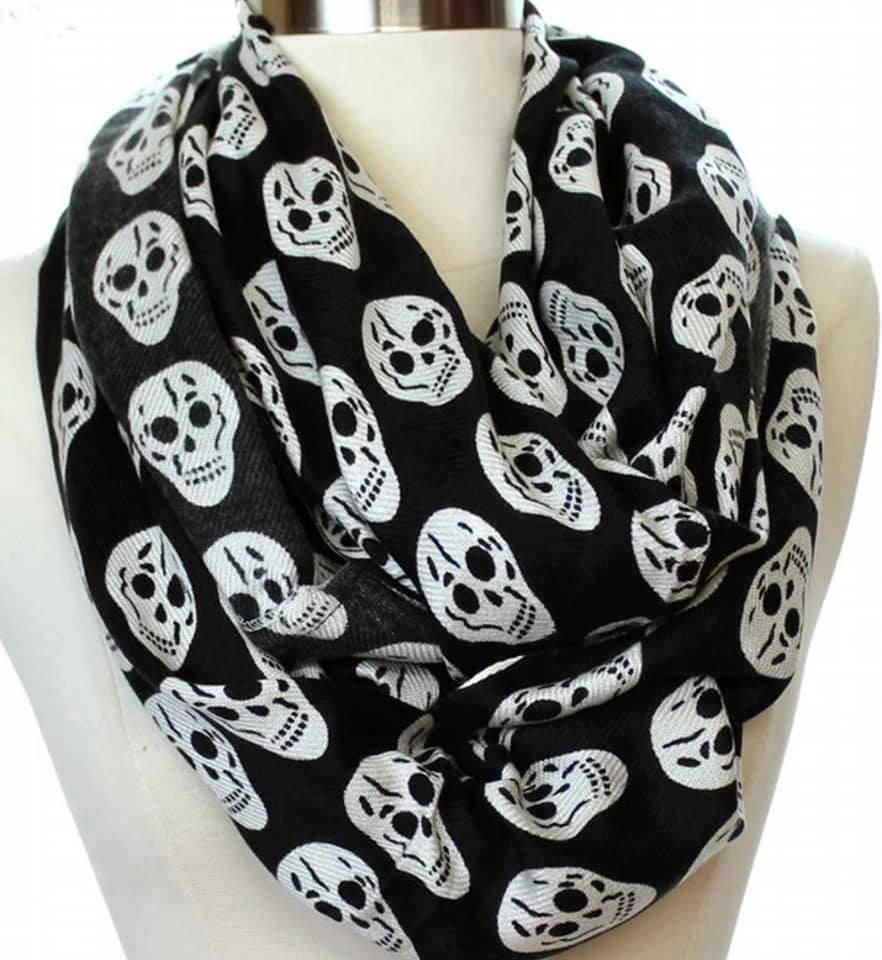 Black & White Skull Infinity Scarf