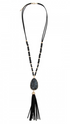 Black Natural Stone Pendant Necklace