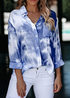 The Jennifer - Women's Button Down Tie Dye Top in Dark Blue