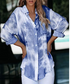 The Jennifer - Women's Button Down Tie Dye Top in Dark Blue