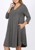 The Greta - Women's Plus Size A-Line Dress in Heather Gray