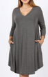 The Greta - Women's Plus Size A-Line Dress in Heather Gray