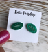 Green Sparkle Football Stud Earrings
