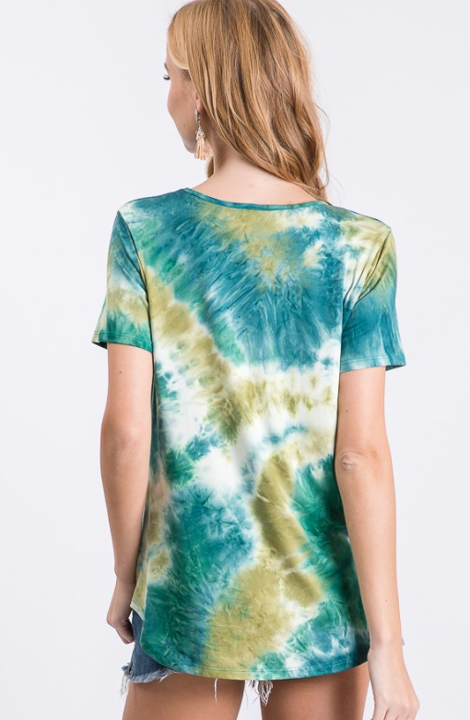 The Harper - Women's Top in Tie Dye Green