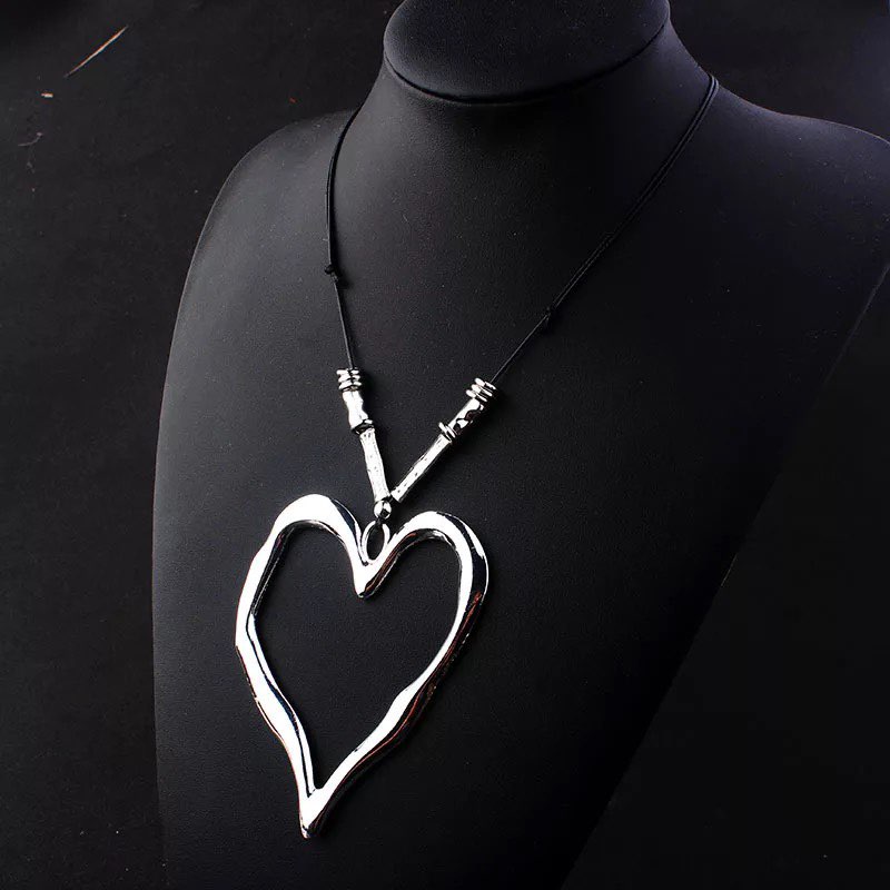 Open Heart Vintage Pendant Necklace