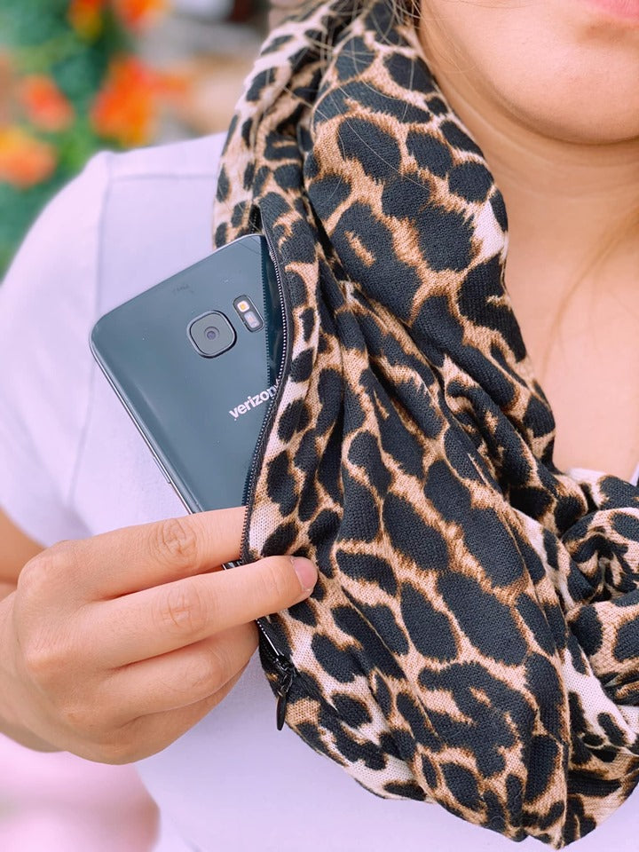 Leopard Infinity Pocket Scarf