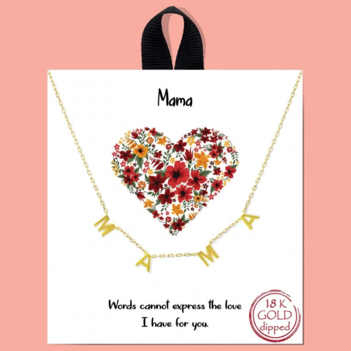 Mama Gold Necklace with Card Saying