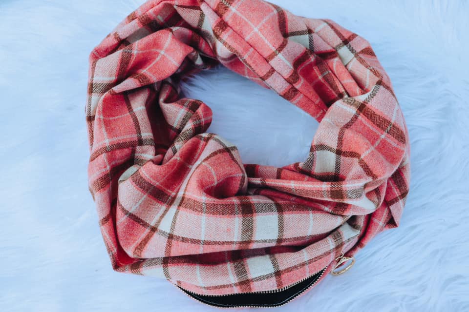 Pink Plaid Infinity Scarf