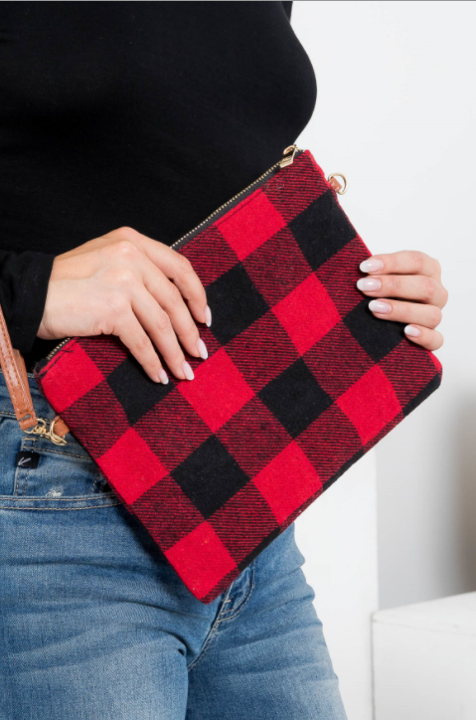 Red Buffalo Plaid Crossbody/Clutch Bag