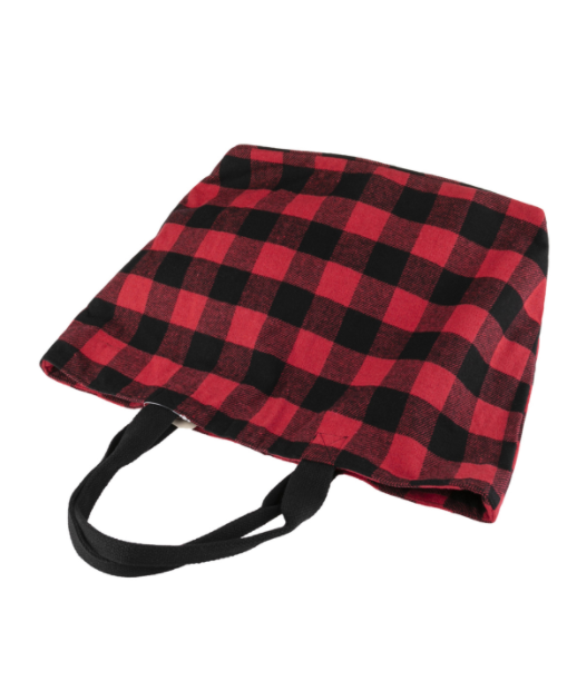 Buffalo Plaid Fabric Tote Bag - Red & Black
