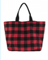 Buffalo Plaid Fabric Tote Bag - Red & Black