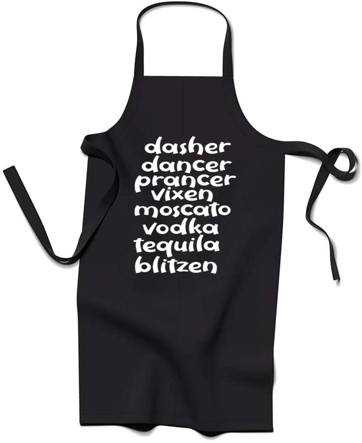 Reindeer Christmas Spirits Apron in Black