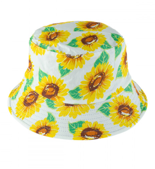 White Sunflower Reversible Bucket Hat