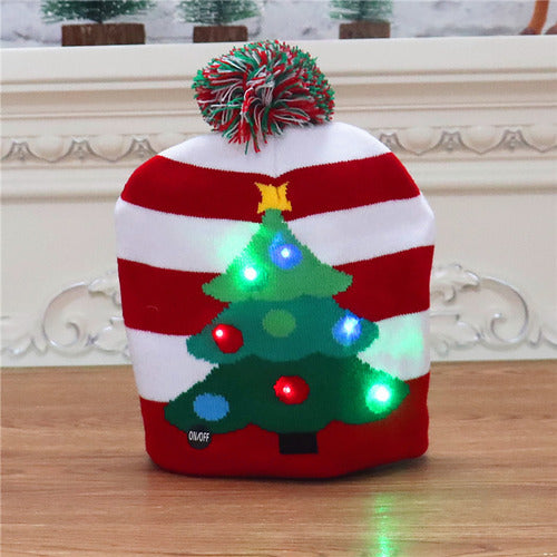Christmas Tree Knit Hat with LED Lights