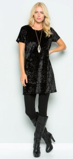 The Vivian - Women's Velvet Short Sleeve Dress