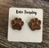 Paw Print Wooden Stud Engraved Earrings